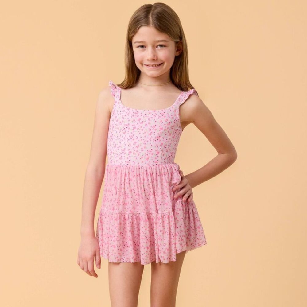 Blogilates -  Girls' Mommy & Me Ballerina Ruffle Dres Pink Floral